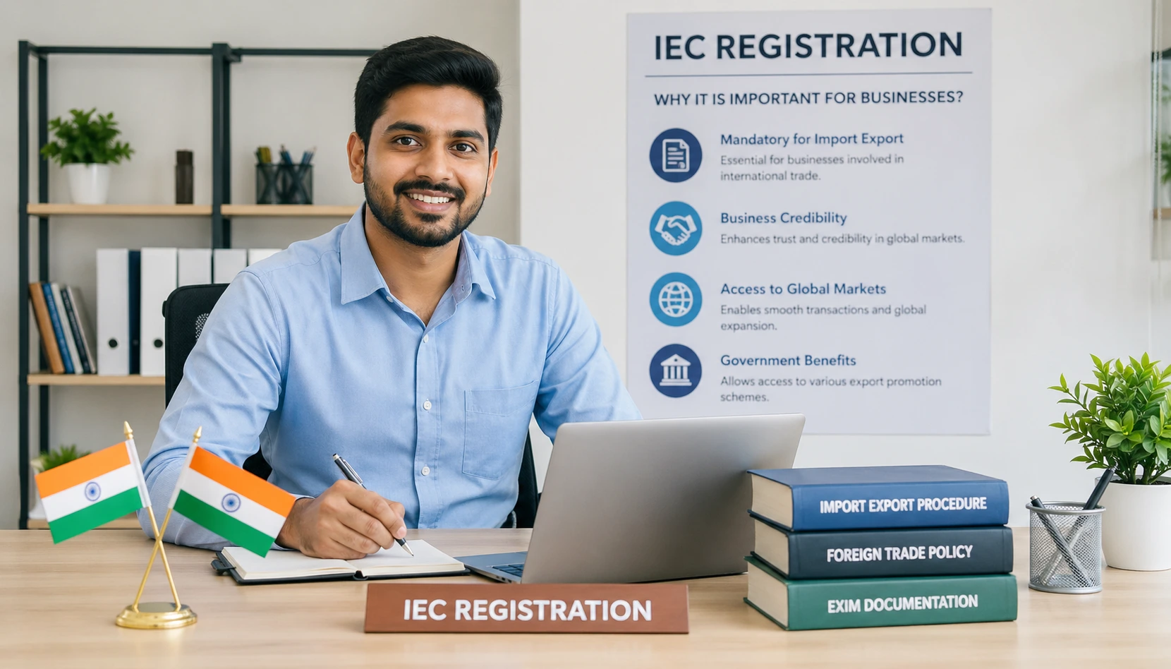IEC registration process in India showing import export business compliance and global trade setup