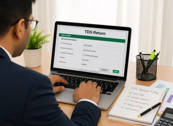 TDS return filing checklist showing due dates, forms, and penalty tips for Indian businesses.