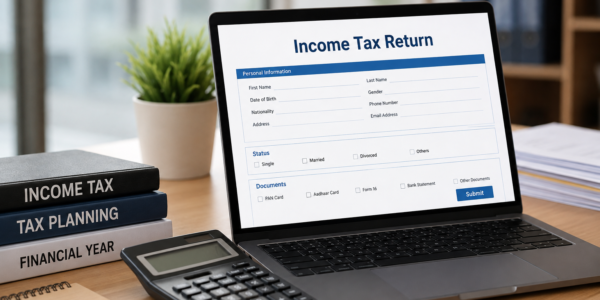 Chartered accountant assisting a client with ITR filing services in Pune office