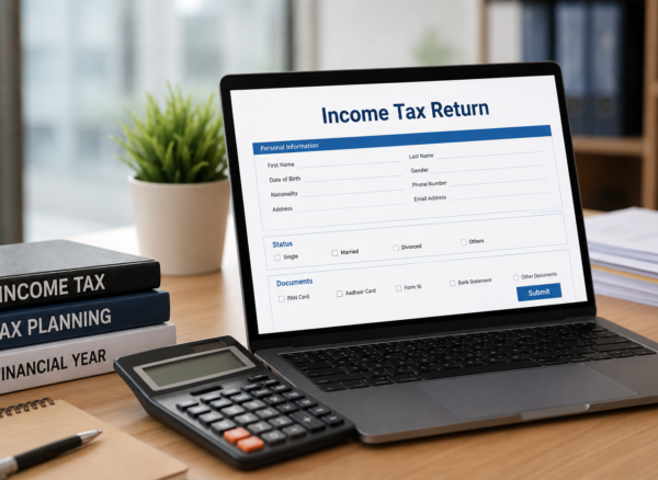 ITR Filing Services in Pune | Azalea Advisors Tax Experts Chartered accountant assisting a client with ITR filing services in Pune office