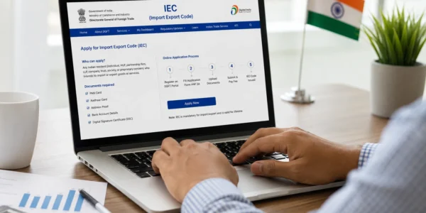 Entrepreneur applying online for Import Export Code IEC registration India