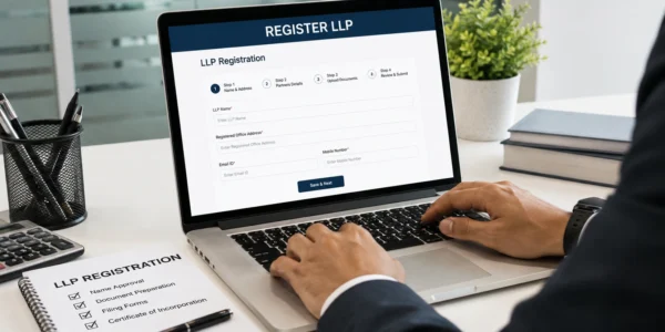 LLP registration process in Pune showing partners completing business incorporation documents and legal formalities
