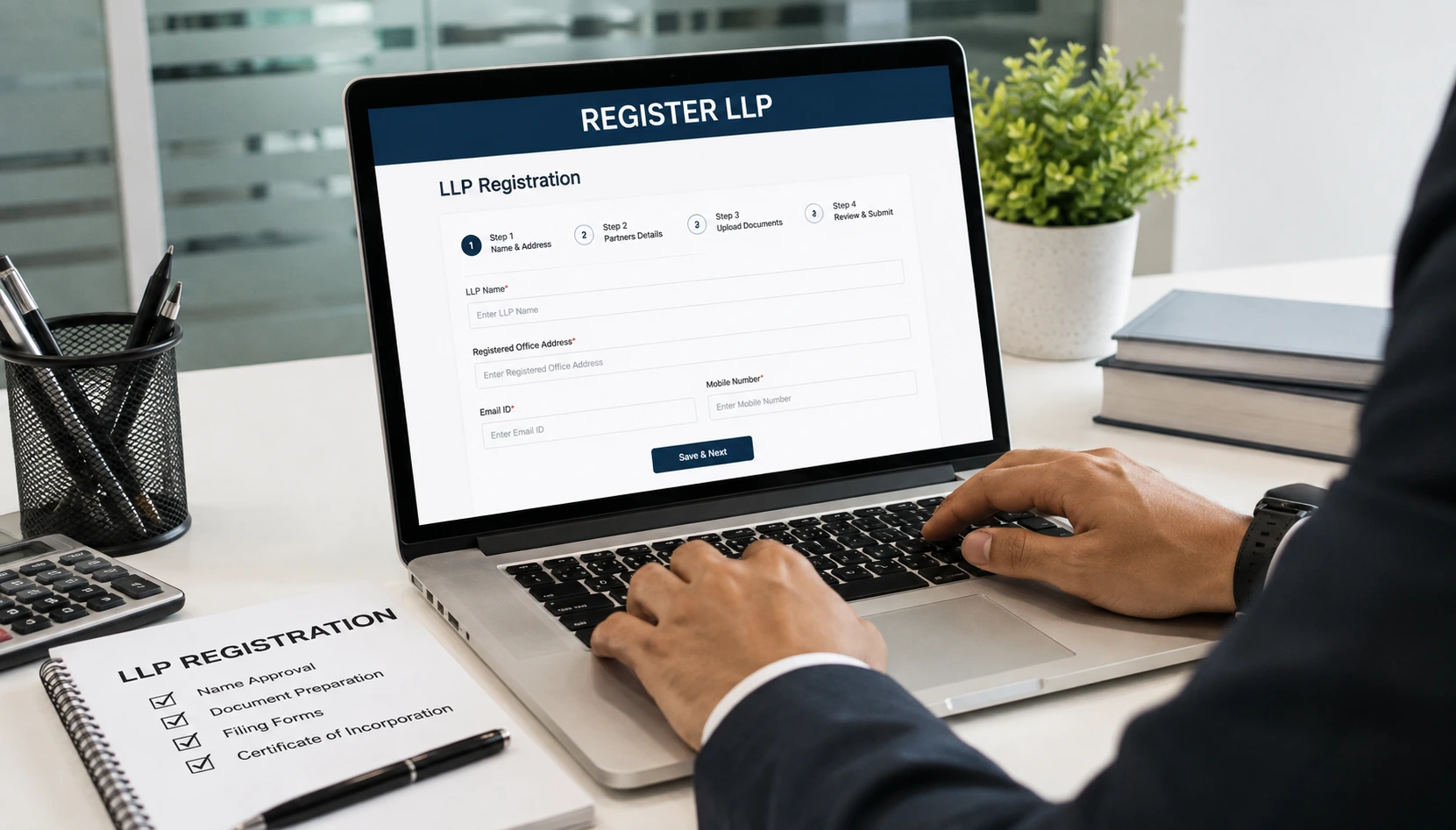 LLP registration process in Pune showing partners completing business incorporation documents and legal formalities