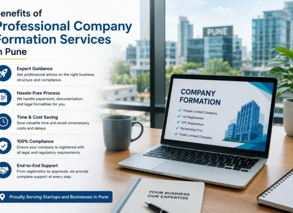 Consultant guiding a founder through company formation services in Pune.
